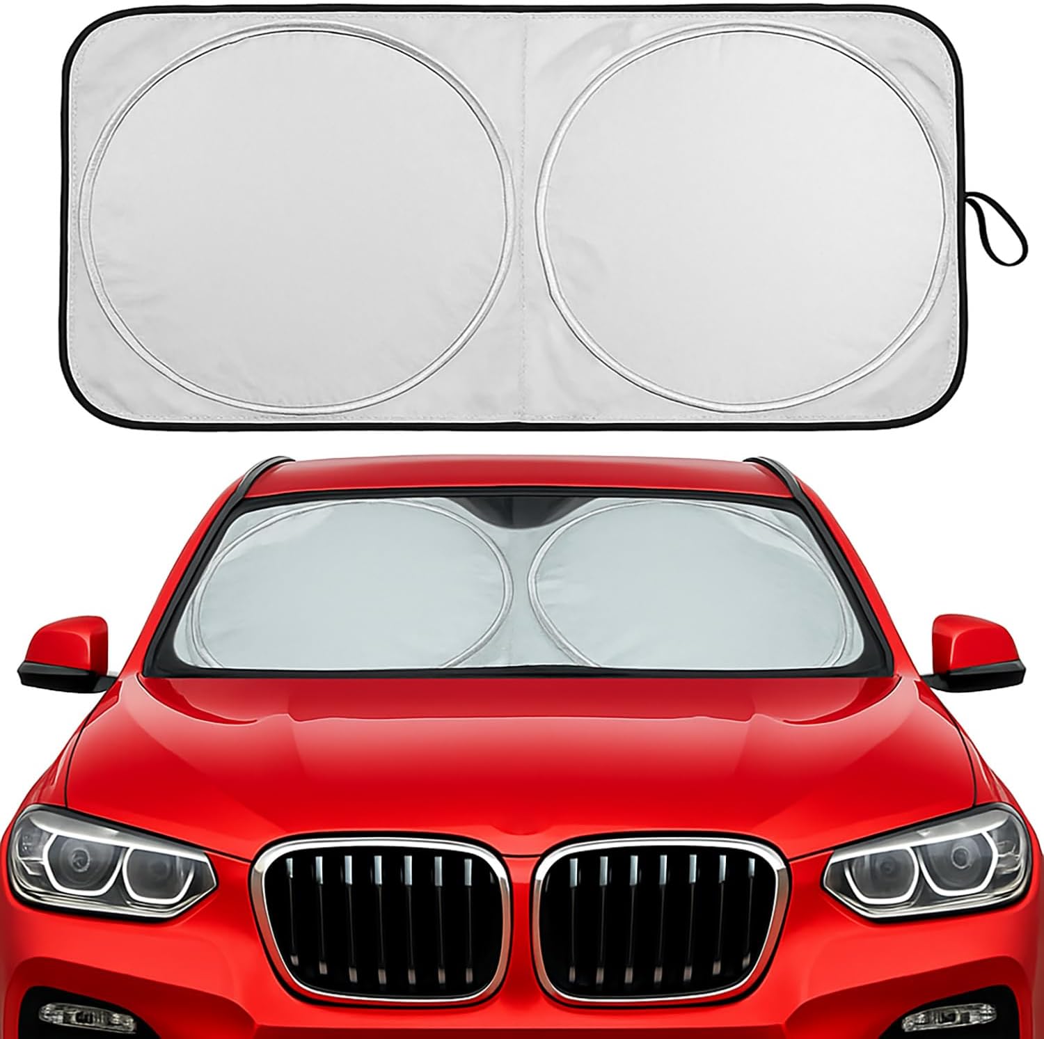 Car Windshield Sun Shade – Foldable Reflective Sun Visor for Cars, SUVs, Trucks, and Vehicles | Heat Blocking Sunshade to Keep Interior Cool | Summer Automotive Accessories