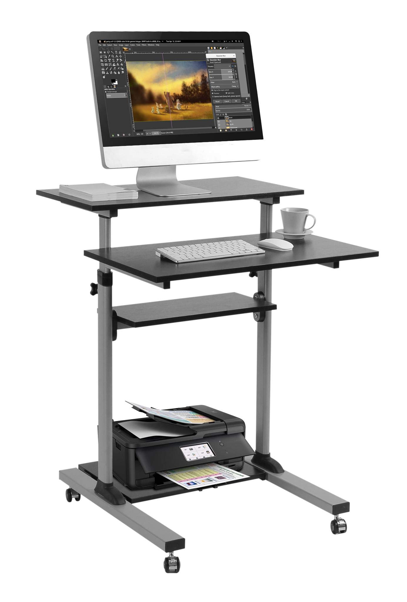 amazon standing desk on Mobile Standing Desk Techorbits Rolling Workstation Cart Stand Up Media Podium Height Adjustable Computer Cart Amazon Sg Home