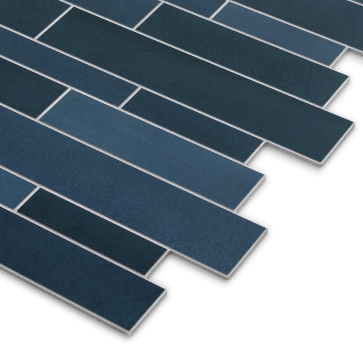 SUNWINGS 10-Sheet Peel and Stick Backsplash, 11.1" x 11.3" Blue Mixed Stone Composite Embellished Stripes Brick Self Adhesive Stick on Backsplash Wall Tile for Kitchen, Bathroom, Fireplace