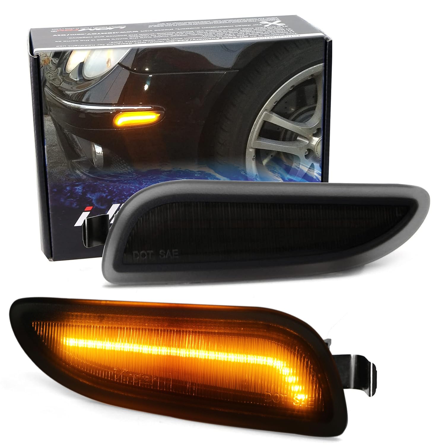 Amazon.com: iJDMTOY Smoked Lens Amber Full LED Bumper Side Marker