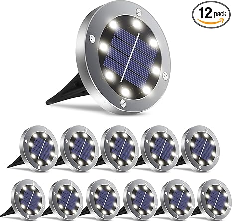 Solar Lights Outdoor 12 Pack, Solar Garden Outdoor Waterproof Pathway Lights Bright In-Ground Light Outdoor Lighting Decor for Lawn, Patio, Yard, Driveway, Step and Walkway White Light