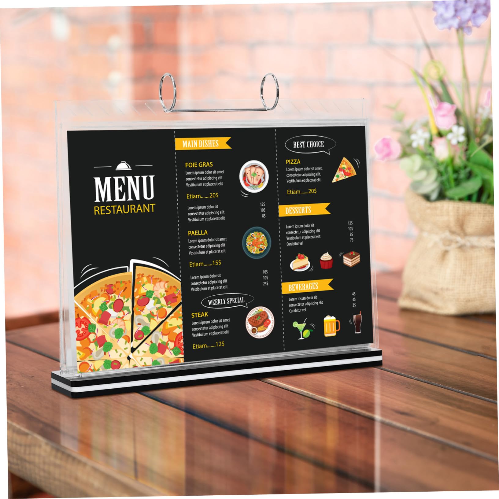 5 Piezas Soporte para Tarjetas Transparente Horizontal Páginas Expositor Resistente para Menús Fotos y Folletos Organizador de Escritorio y Multiusos
