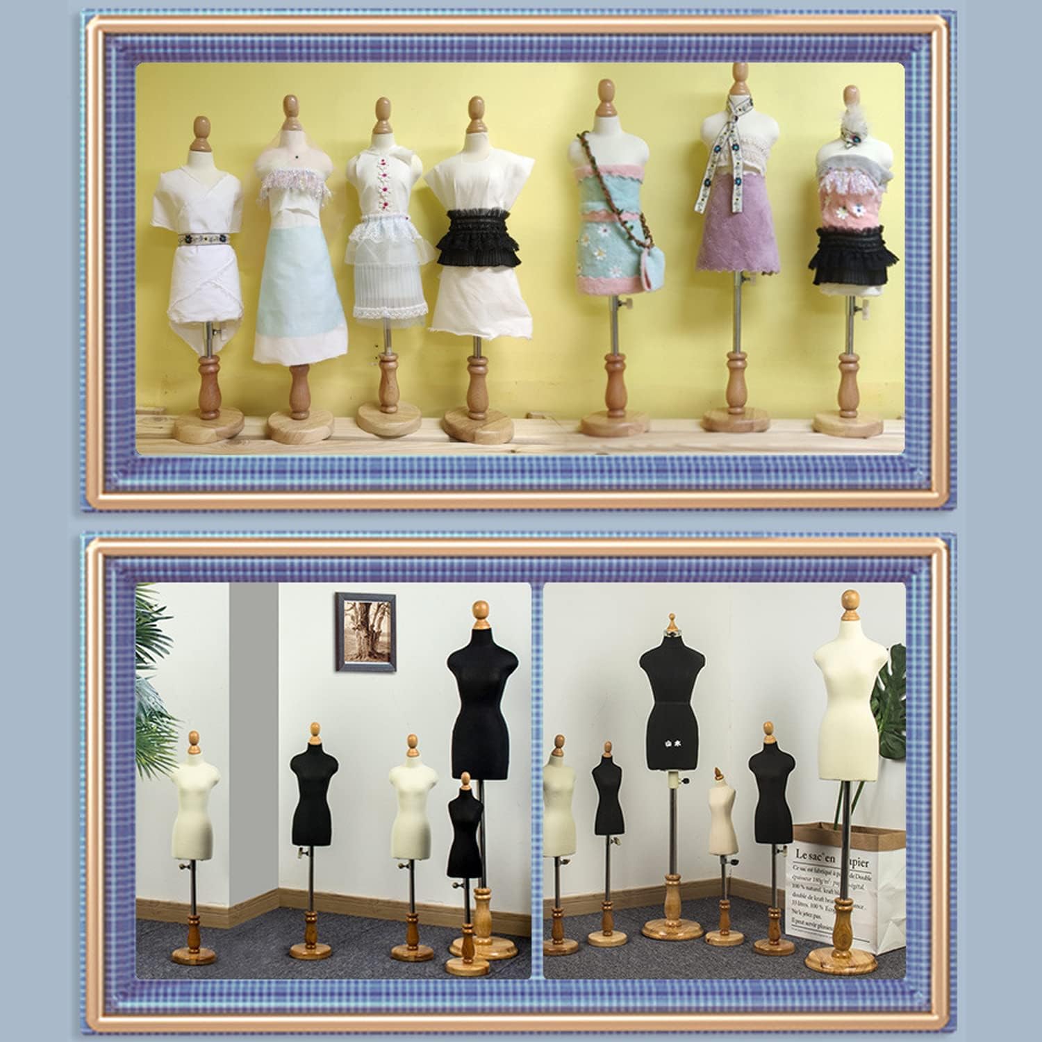 Sewing Mannequin, Tailors Dummy Mannequin Mini Model Adjustable Height Tailor Manikins Doll Dress Form 1/4 White