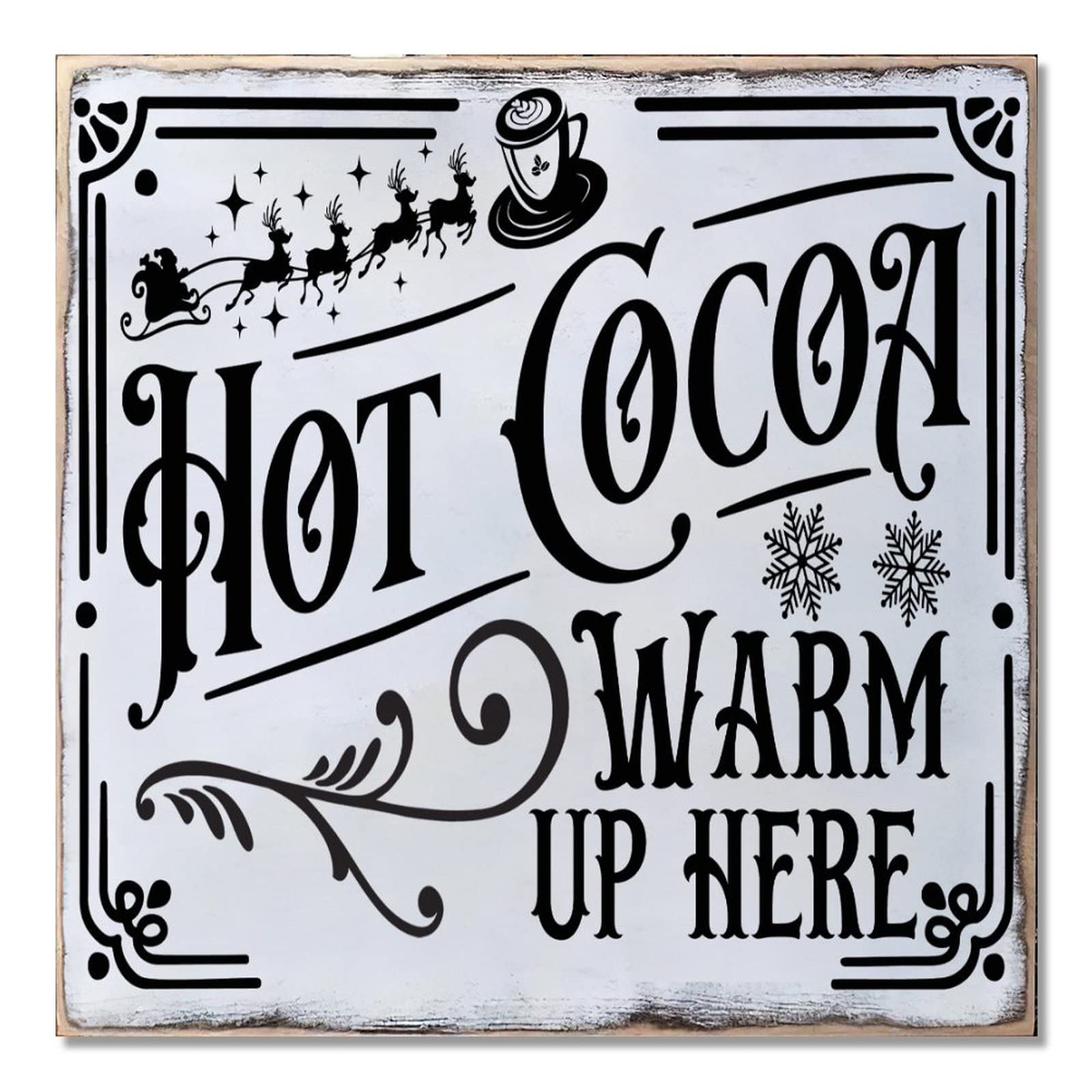Panneau de Noël mural pour créer un coin chocolat chaud cosy en hiver 40 cm