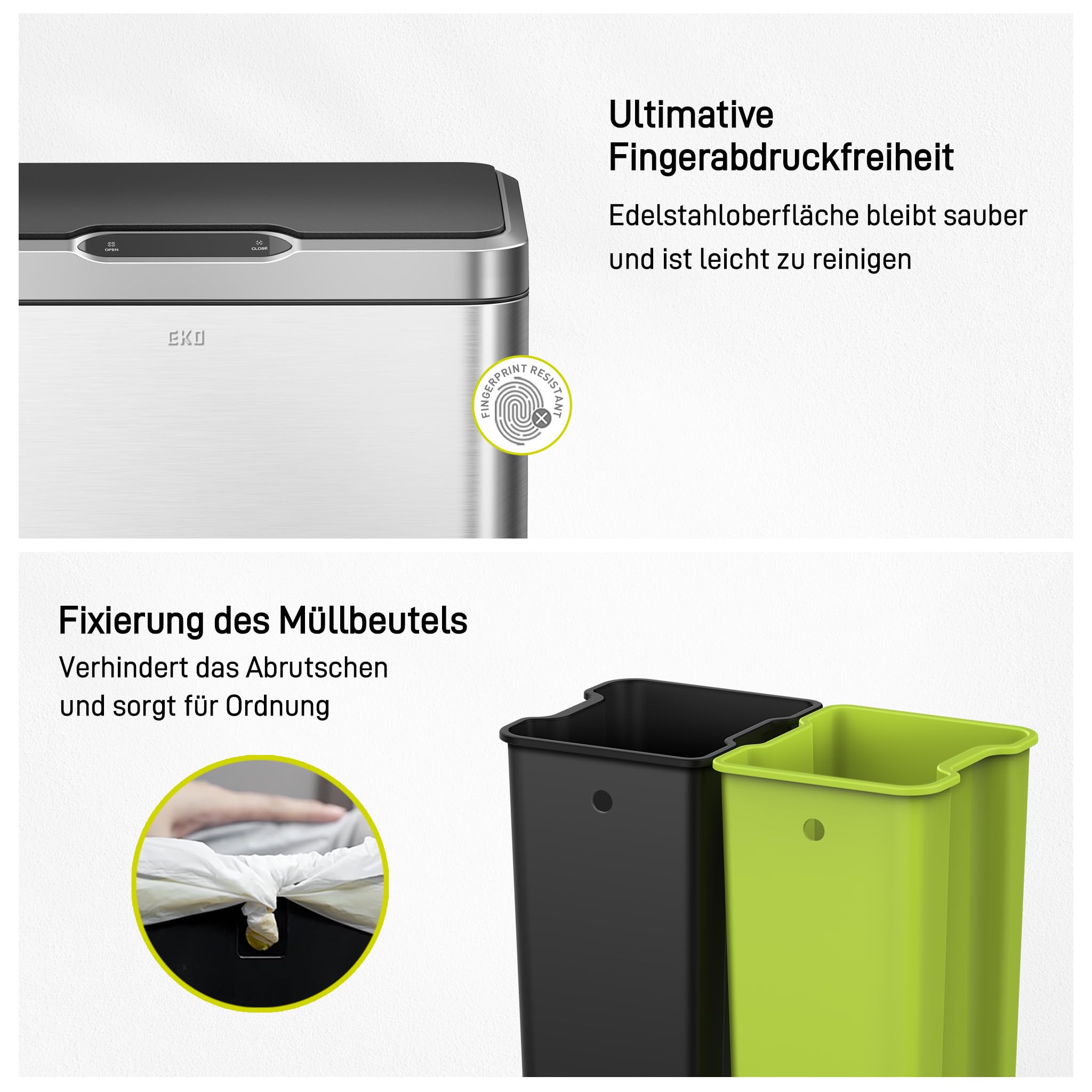 Eko Sensor Mülleimer 2 Fächer 30L – Bild 6