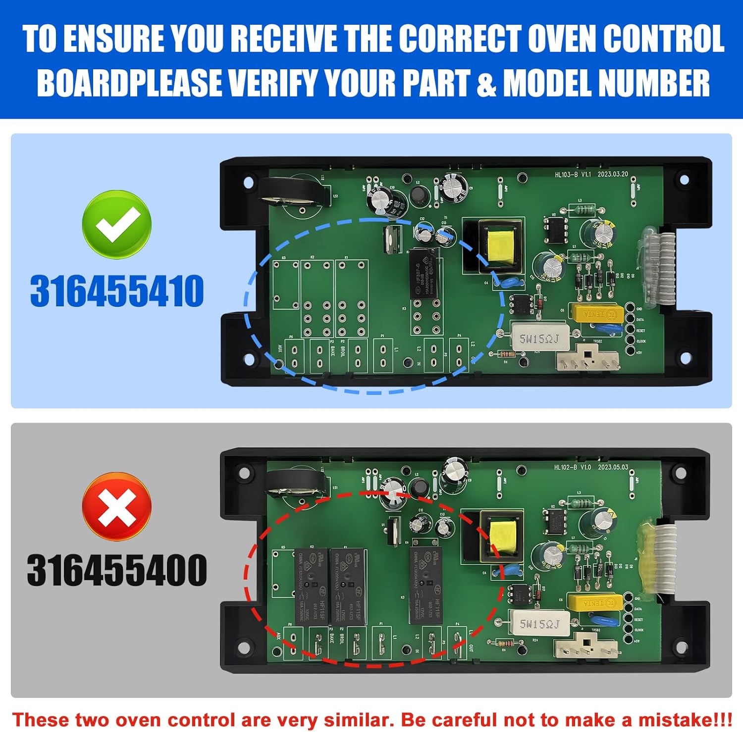 316455410 Range Oven Control Board for Electrolux Kenmore, Gas Range 7 Button Control Board Clock 5304518661