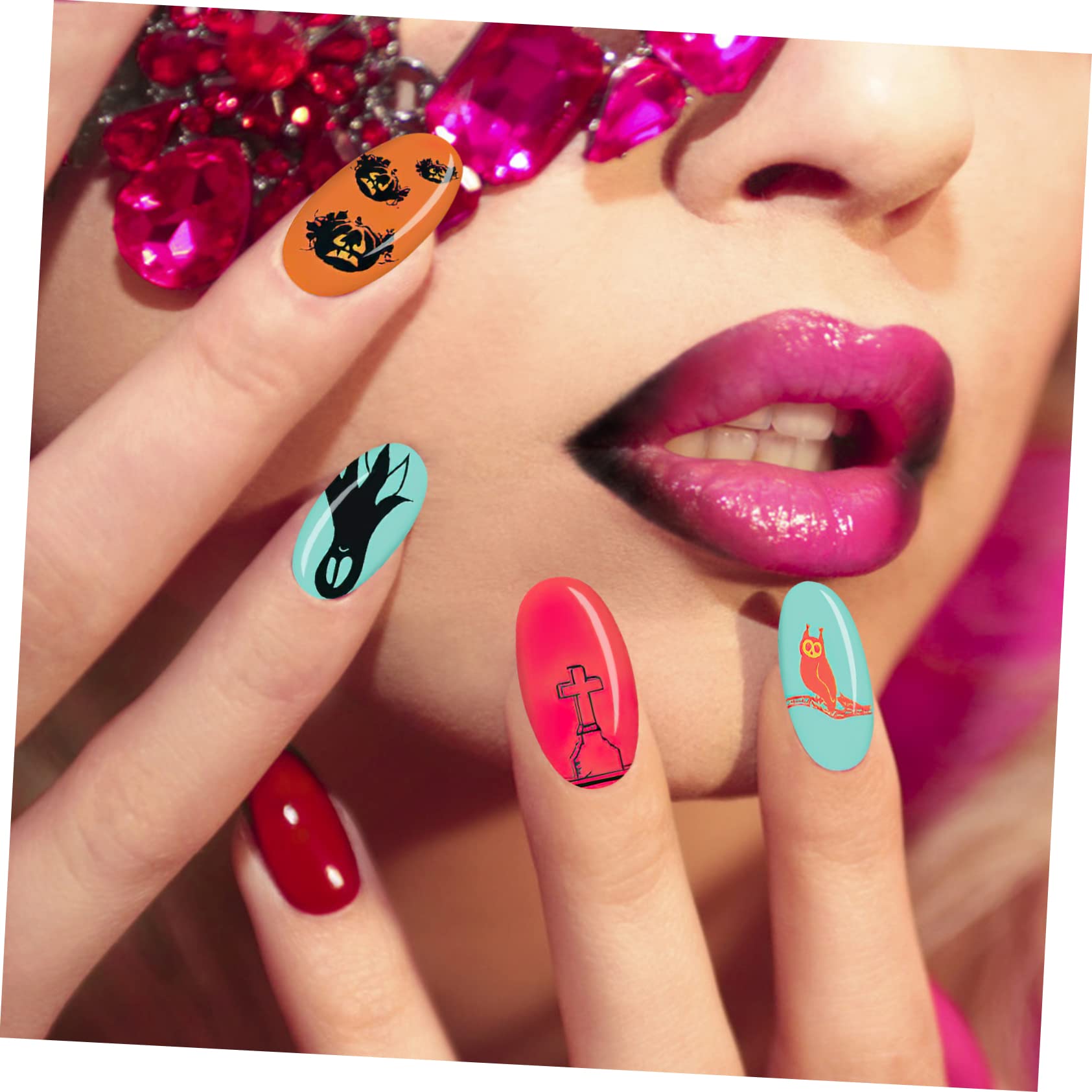 Healvian 8hojas Plantillas De Estampado De Uñas De Halloween Kit De Placas De Manicura De Diseños Temáticos De Calabaza y Esqueleto Para Decoración De Uñas Fiestas Halloween