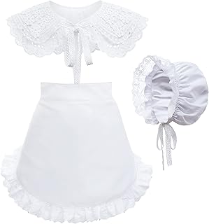 ALAMIYA Sun Hat Mob Cap Victorian Pioneer Prairie Bonnet Colonial Headwear Shawl Wrap Stole Apron Costume style3