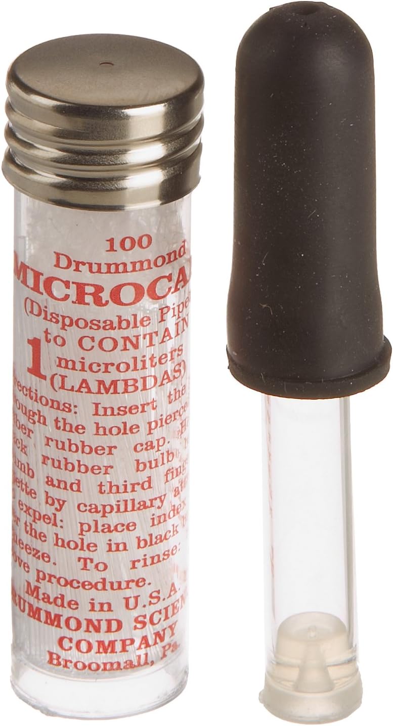 Drummond Scientific Microcap 1-000-0010 Microliter Pipets, 1µL Capacity (Pack of 100)