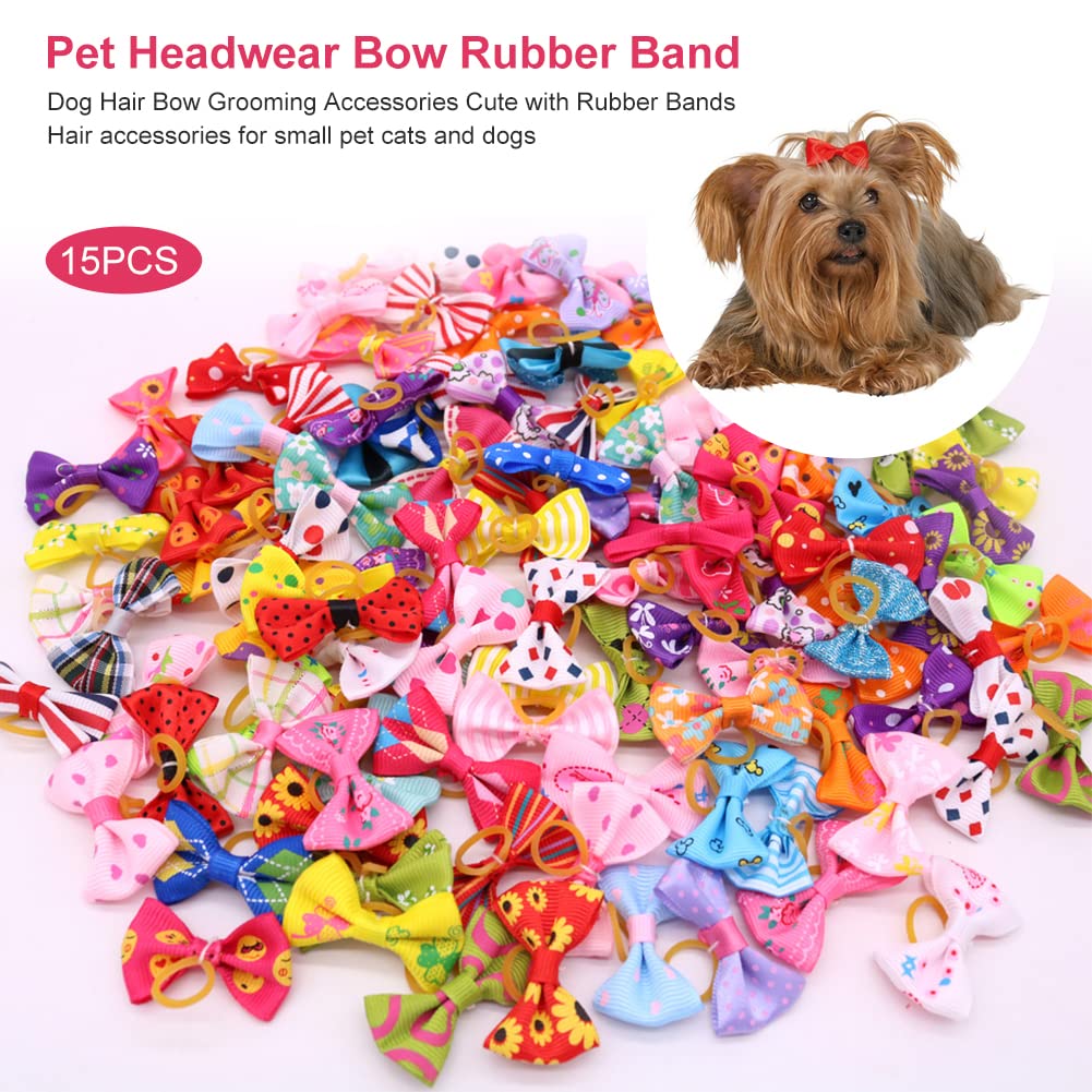 300 stuks huisdier hond haarbanden elastiekjes -1,5 cm super stretch nylon naadloze meisje kleine hond puppy haarbanden strikken puppy elastieken haarbanden paardenstaarten hondjes top knopen