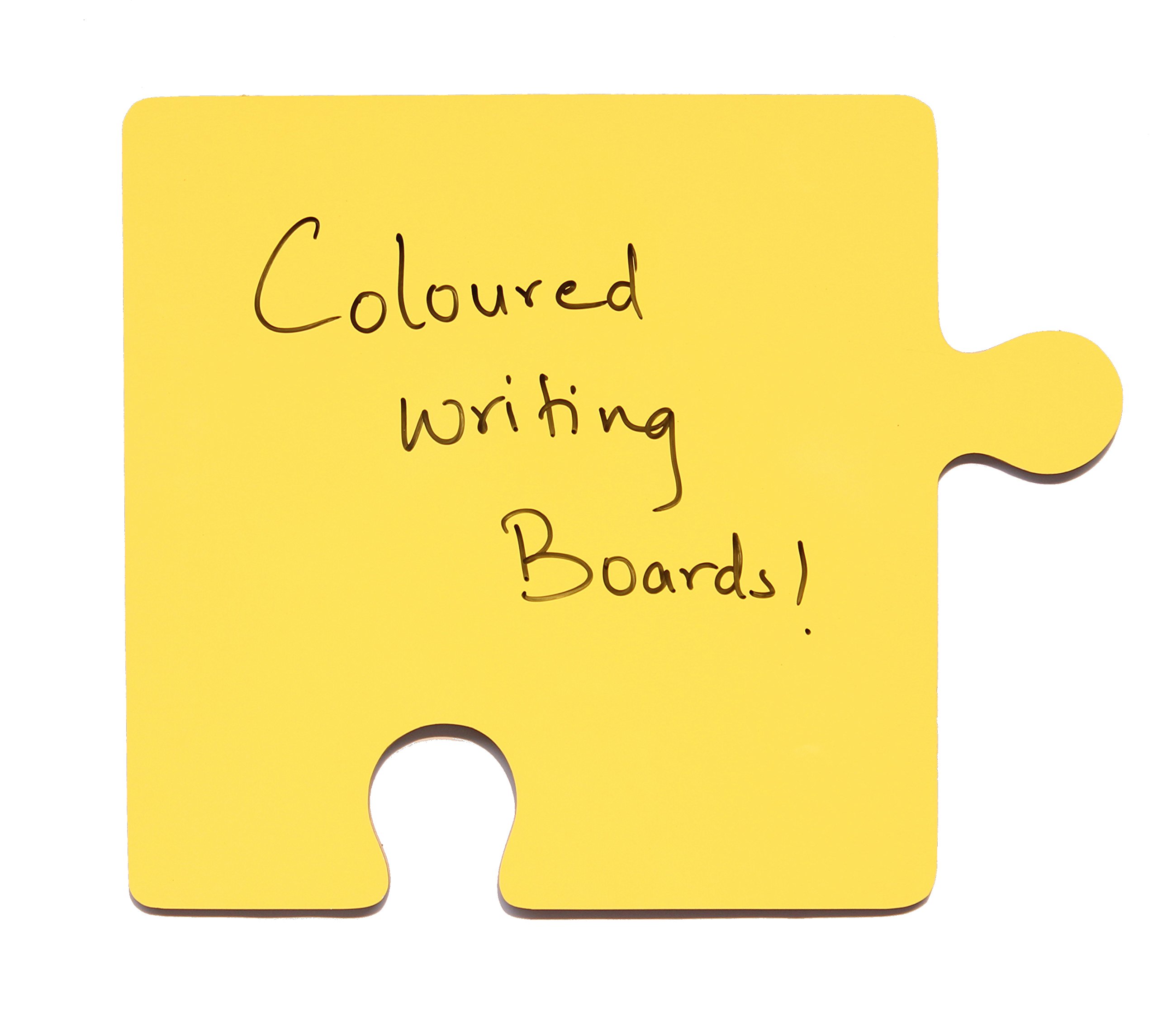 IVEI Colored Writing Board - Puzzle Shaped Dry Erase Board - Kids Writing Board for Home, Office, School - Decorative Utility Wall Piece - Premium Writing Board with Duster & Marker - Yellow-image-1