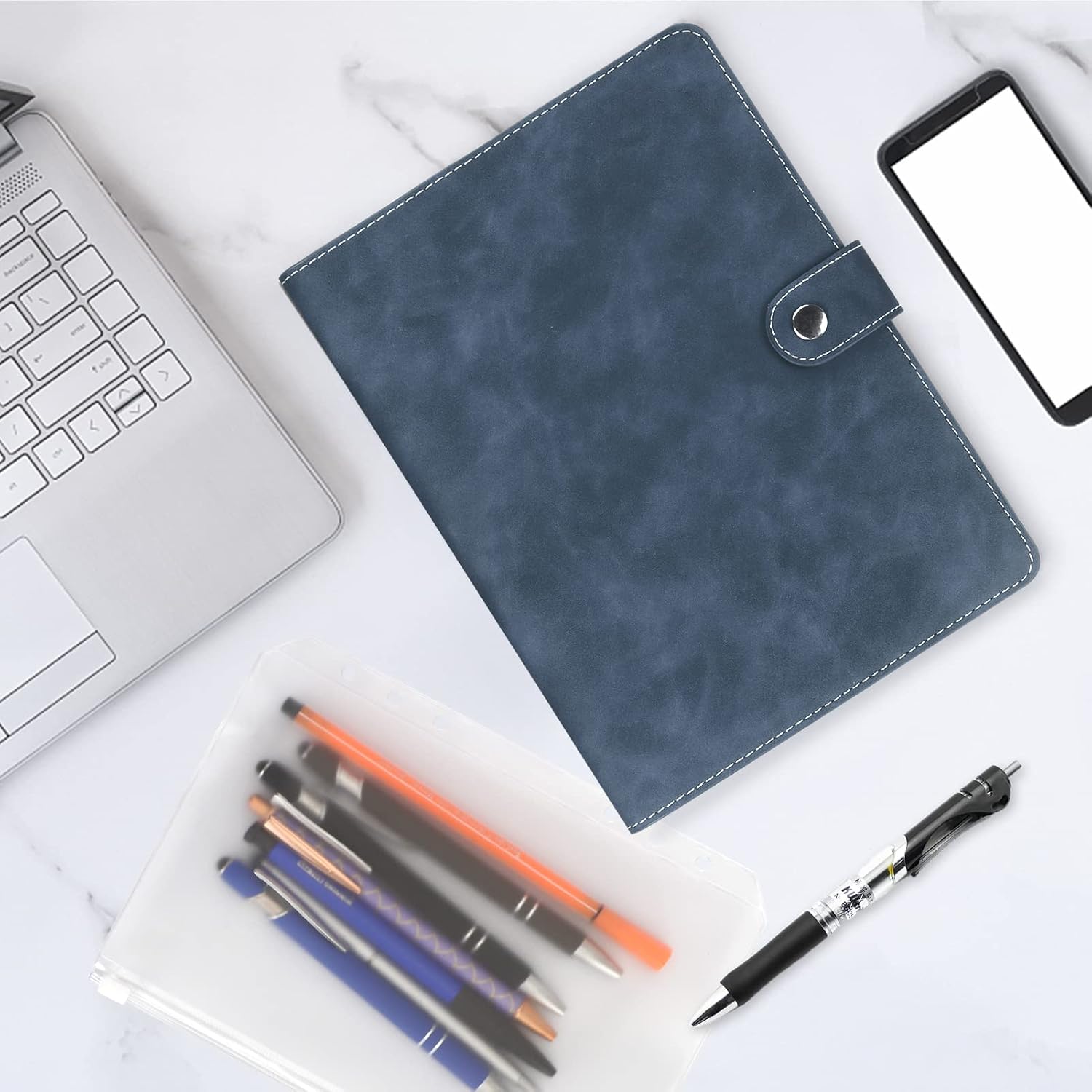 FYY A5 Binder Refillable Planner Notebook 6 Ring PU Leather Binder Journal with Pockets, Dividers, Refill Paper Navy A5 Navy thumbnail 7