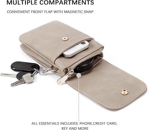 Miniatura 5 de Bolso bandolera pequeño de piel vegana BOSTANTEN para mujer, con diseño de cartera para celular, con correa ajustable