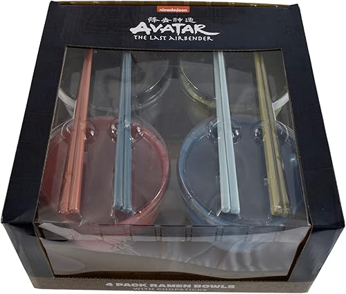Miniatura 7 de Surreal Entertainment Avatar The Last Airbender Four Nations - Juego de tazones de sopa y palillos Ramen-Tic, juego de 4 cuencos de fideos Ramen con
