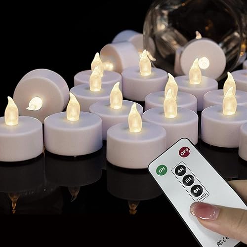 Boakboary Velas LED sin llama 24 unidades con vela de control remoto, larga duración de más de 300 horas, velas LED que funcionan con pilas para