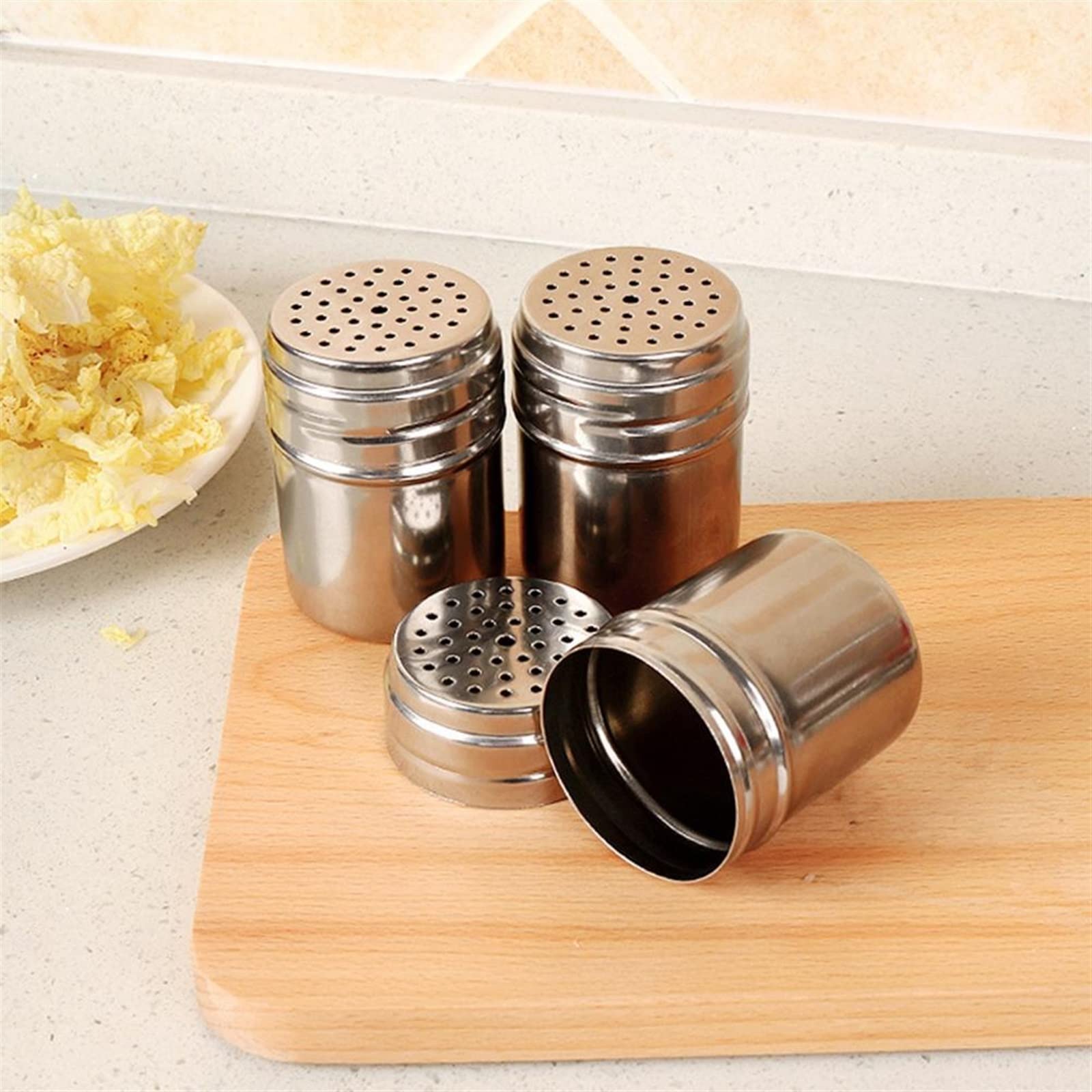 Tarro de condimento, dispensador de condimentos, tarro de condimento de acero inoxidable, salero, azucarero, botella de pimienta, cubierta giratoria, soporte for palillo de dientes, lata de almacenami