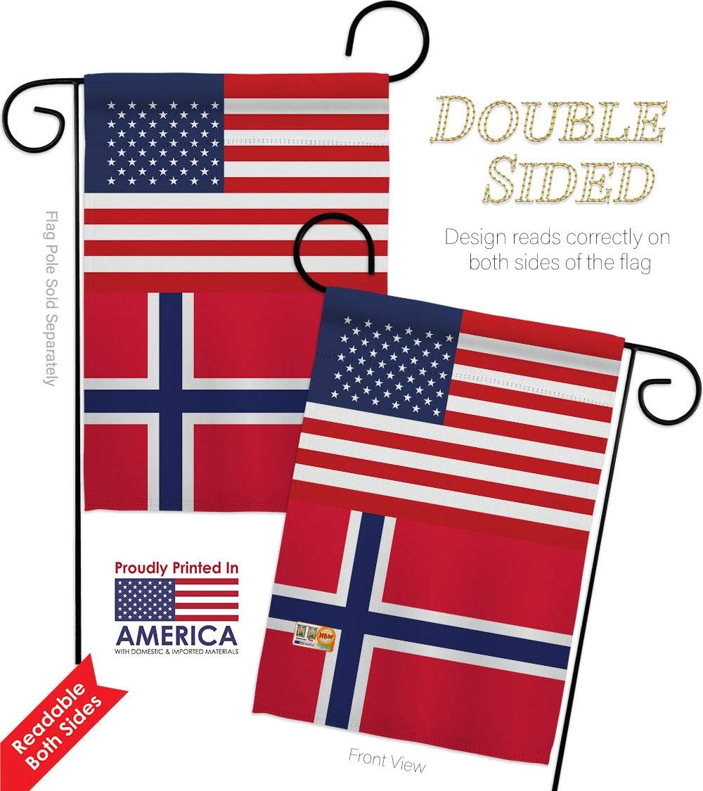Norway US Friendship Garden Flags 2pcs Pack Regional USA American Alliance World Country Particular Area Small Decorative Gift Yard House Banner Double-Sided Made In 13 X 18.5