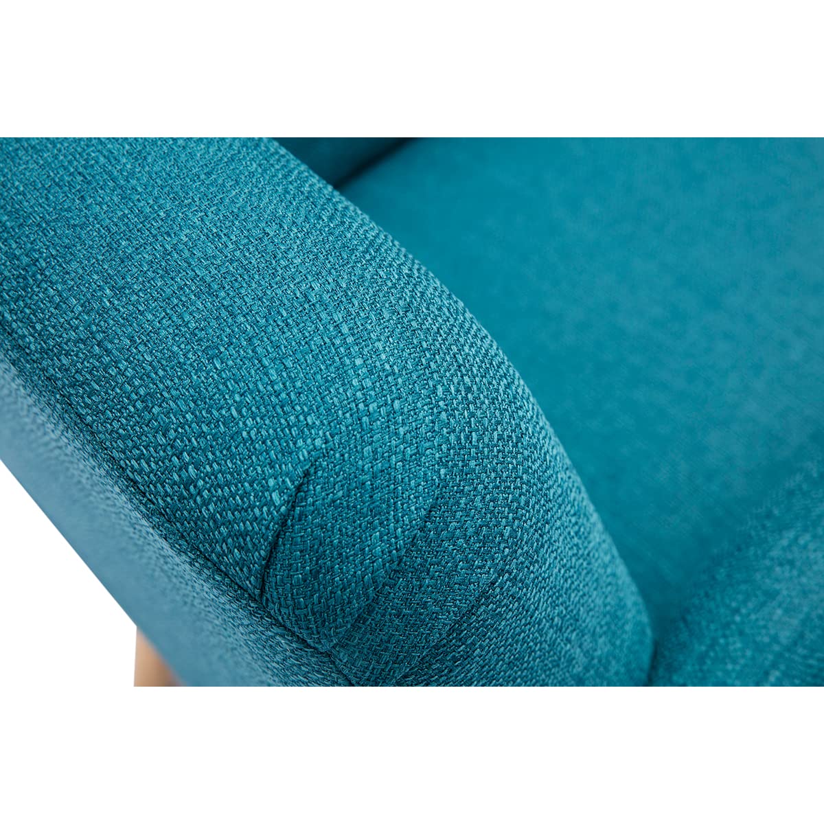 Miliboo Fauteuil scandinave en Tissu Bleu Canard et Bois Clair ISKO