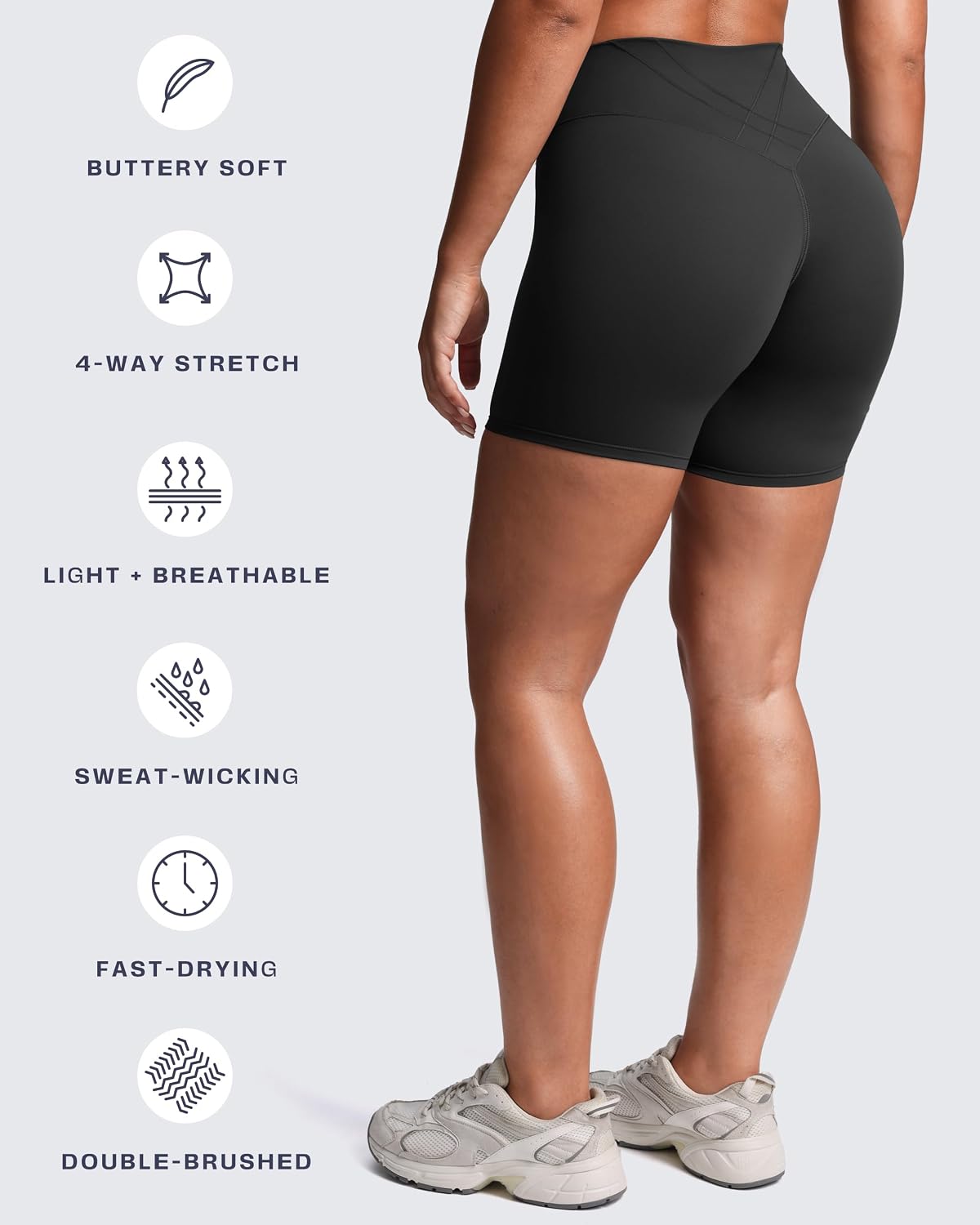 Aoxjox Women's Workout Velura Biker Shorts High Waisted Hidden Scrunch PlushFlex™ Athletic Yoga Short 6"
