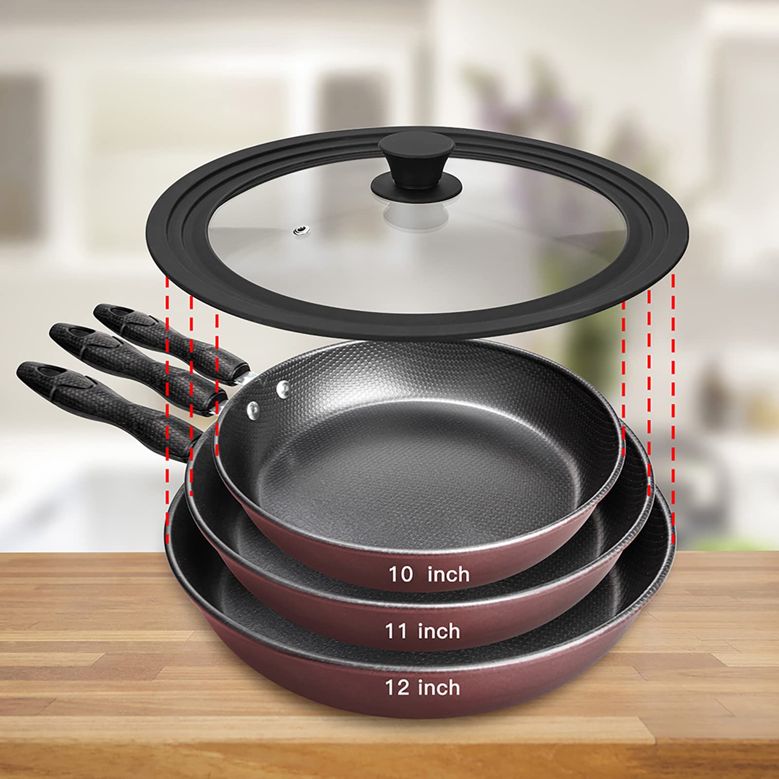 Walfos Universal Glass Pot Lid - Fits 10.5" To 12" Pans, Tempered Glass With Silicone Rim, BPA Free, Dishwasher Safe - View #9