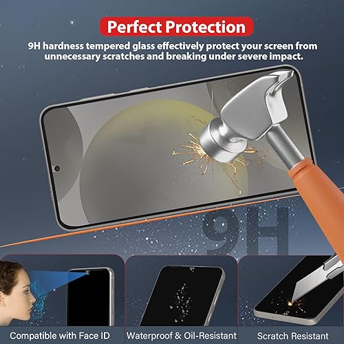 Miniatura 4 de bersem Paquete de 2 protectores de pantalla de privacidad para Samsung Galaxy S24 Plus 5G antiespía kit EZ de alineación automática compatible con