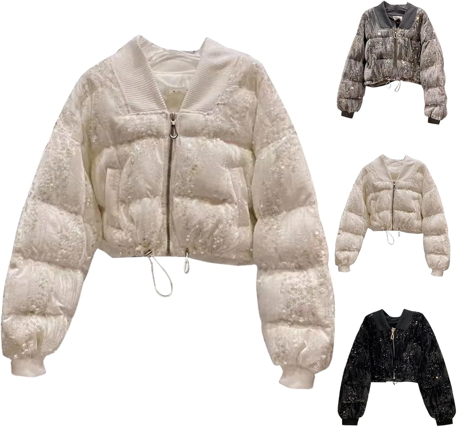 Girls Winter Coat Packable Lightweight Sequined Puffer Jacket Kids Metallic Down Outwear Toddler Warm Insulated Snowsuit