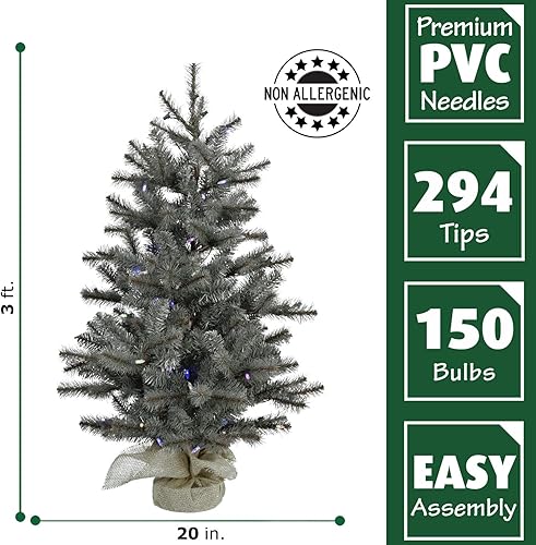 Miniatura 46 de Fraser Hill Farm Árbol de porche de 3 pies con luces LED multicolor Luces LED multicolor,Luces LED de color blanco cálido