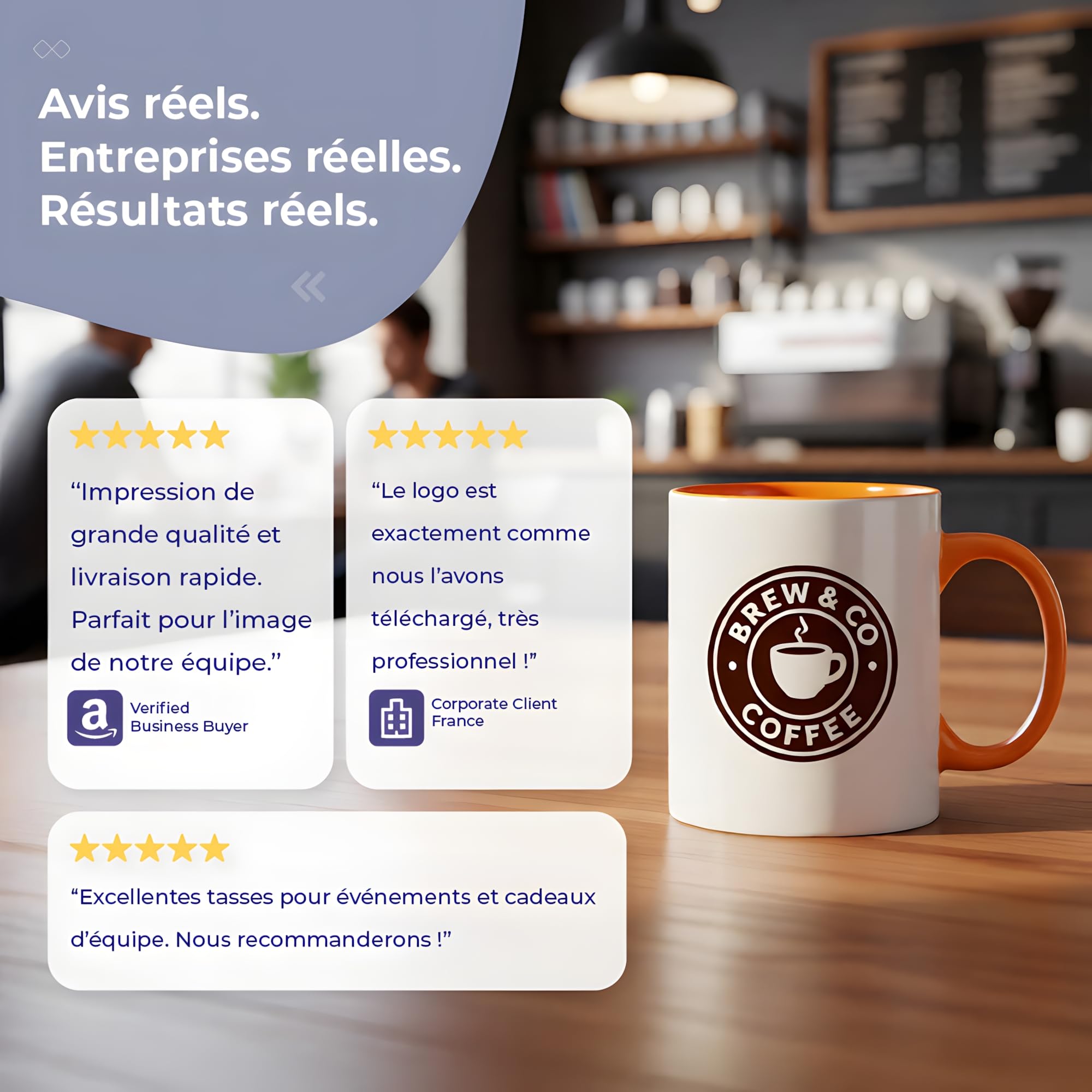 Cimpress Mug Personnalisable Photo Texte, 325 ml, Lot de 10, Orange | Tasse A Cafe Personnalisée Prénom, Tasses d'entreprise avec son propre logo, Cadeau d'Entreprise, Collègue