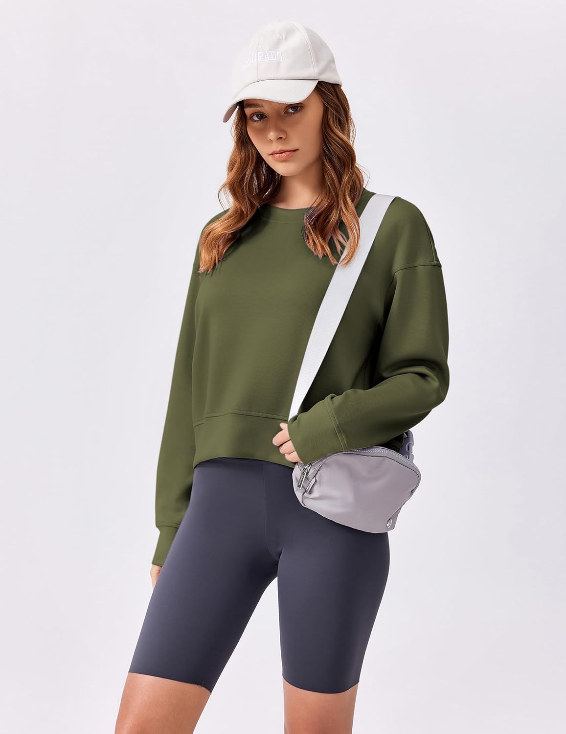 PINSPARK Soft Crewneck Cropped Sweatshirt for Women Long Sleeve Relaxed Lightweight Basic Crop Tops 2025 - Image 3