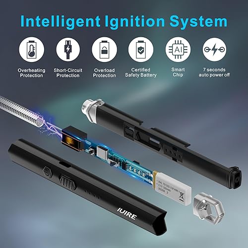 Miniatura 4 de Encendedor de velas eléctrico recargable de arco con pantalla LED de batería, cuello largo y flexible, encendedor USB C (verde)