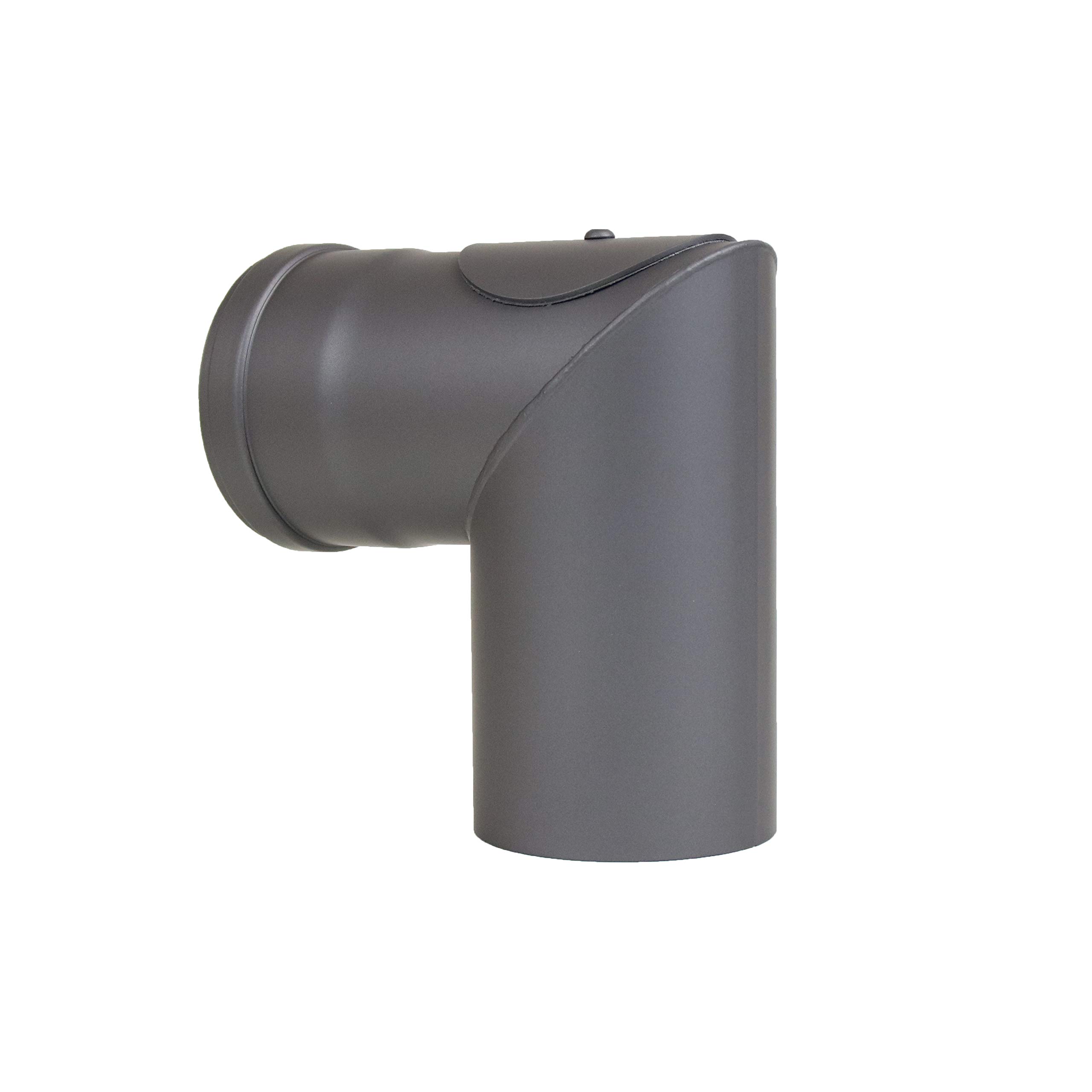 LANZZAS Pelletrohr Bogen 90° 1x abgewinkelt (Spitzwinkel) - Durchmesser 100 mm - Farbe: gussgrau - mit Reinigungsöffnung