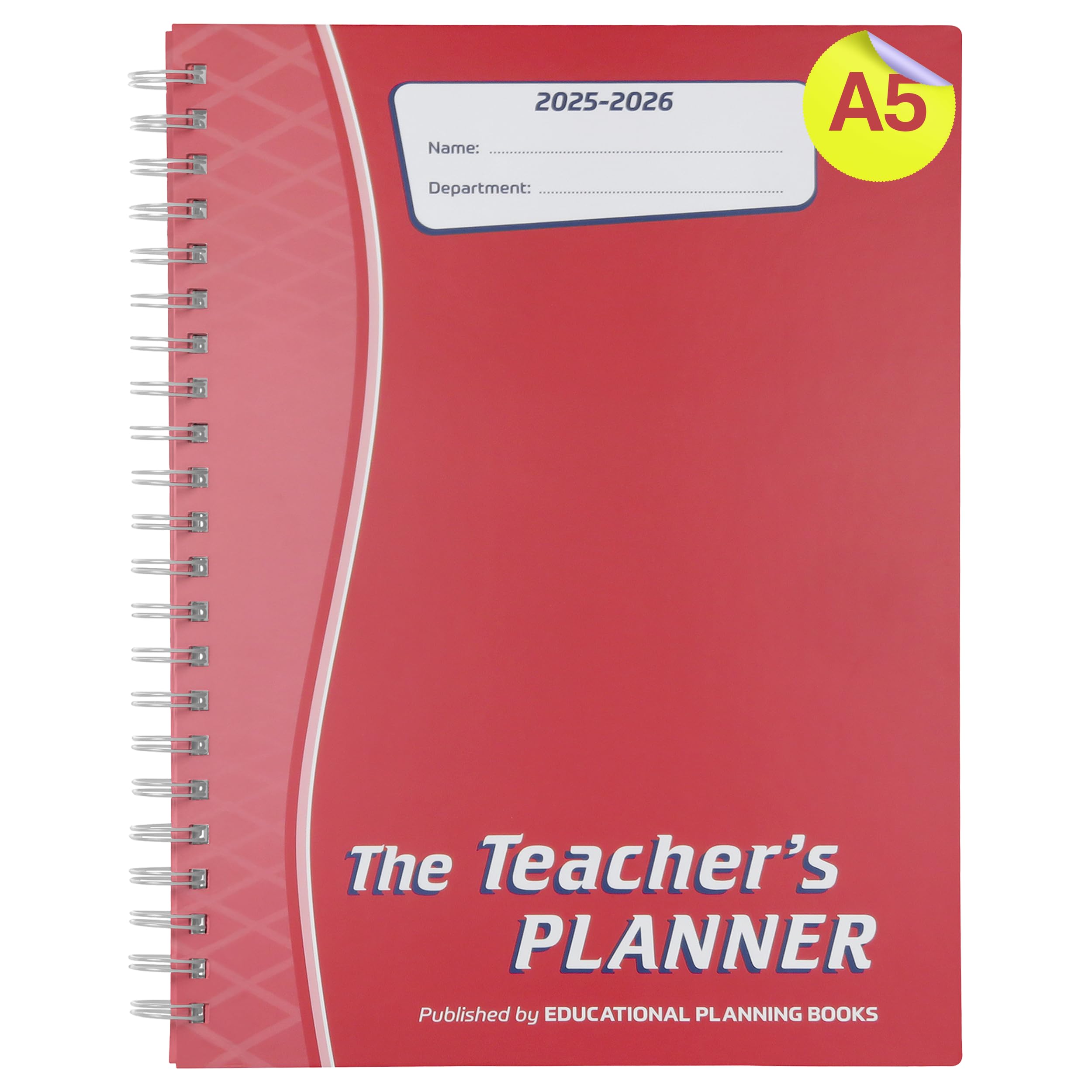 教育計画書-The Teachers Planner Wirobound 2025-26 | A5 教師プランナー&アカデミックダイアリー(1日6ピリオド) - レッド(TP9-R)