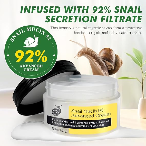 Snail 92 All in One Cream, Deep Hydration & Nourishment Repair Cream, Daily Facial Repair Deep Hydration Nourish the Skin Snail Mucin Face Moisturizing Repair Cream for All Skin Women Men 100ml
