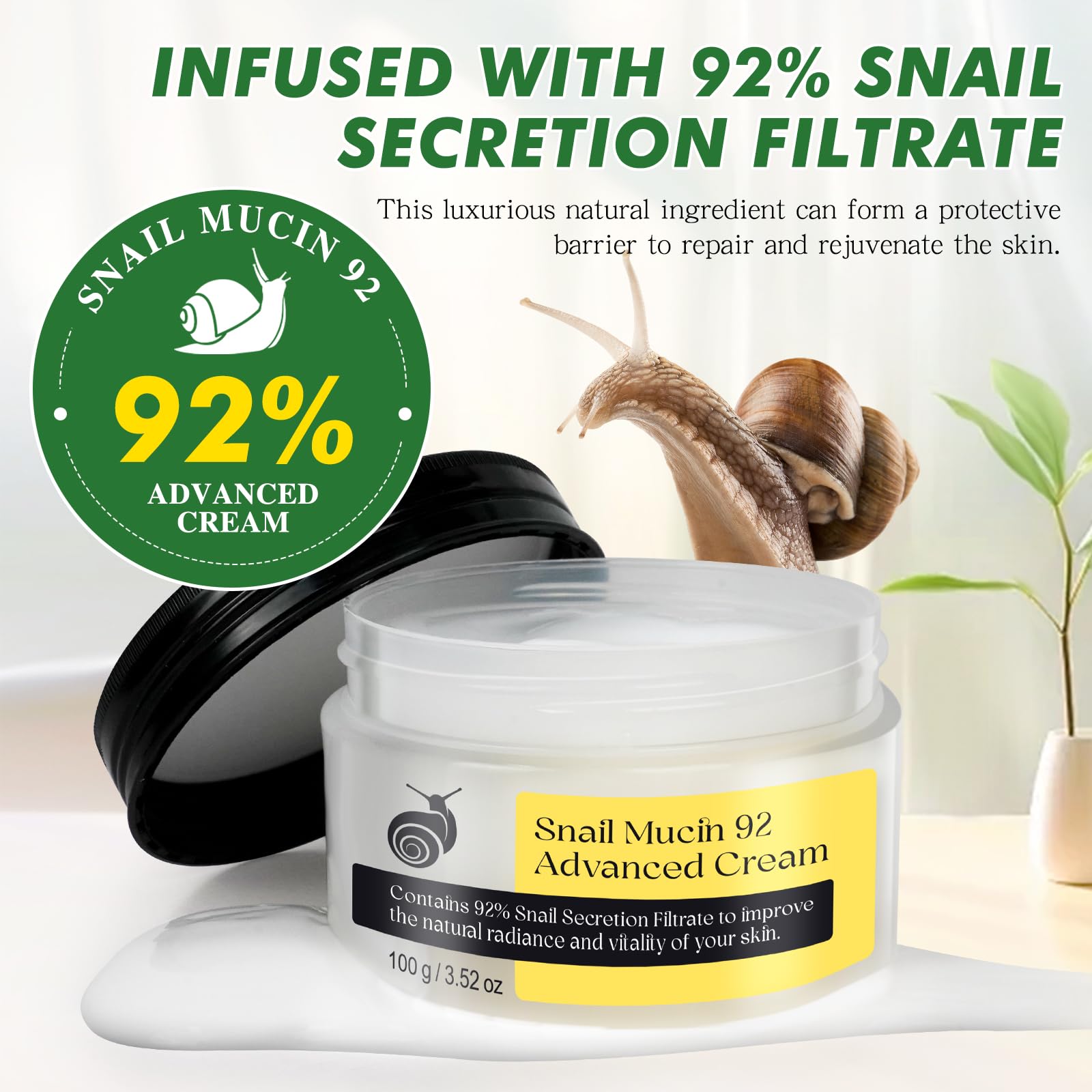 Amazon.com: Snail Mucin 92% Repair Serum Cream - Face Moisturizer