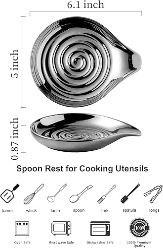 Miniatura 2 de LAUCHUH Soporte para cucharas para encimera de cocina, soporte de cuchara de 5 pulgadas para estufa, soporte de espátula de cerámica para cucharón,