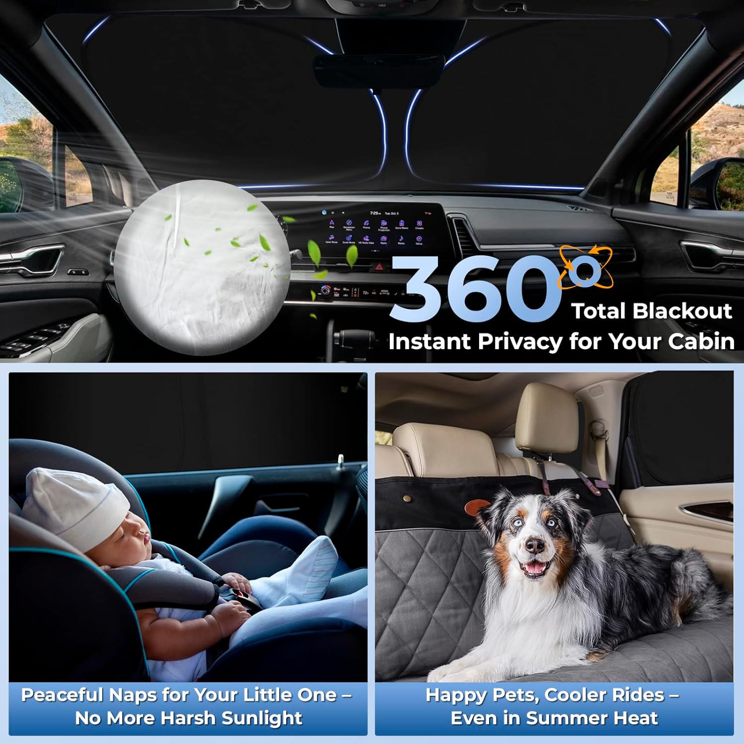 Windshield Sun Shade Custom Compatible with Kia Sportage Accessories 2018-2022, Foldable Sunshades Side Rear Window Shade Cover Full Set Sun Visor Shield Privacy Protection 8PCS