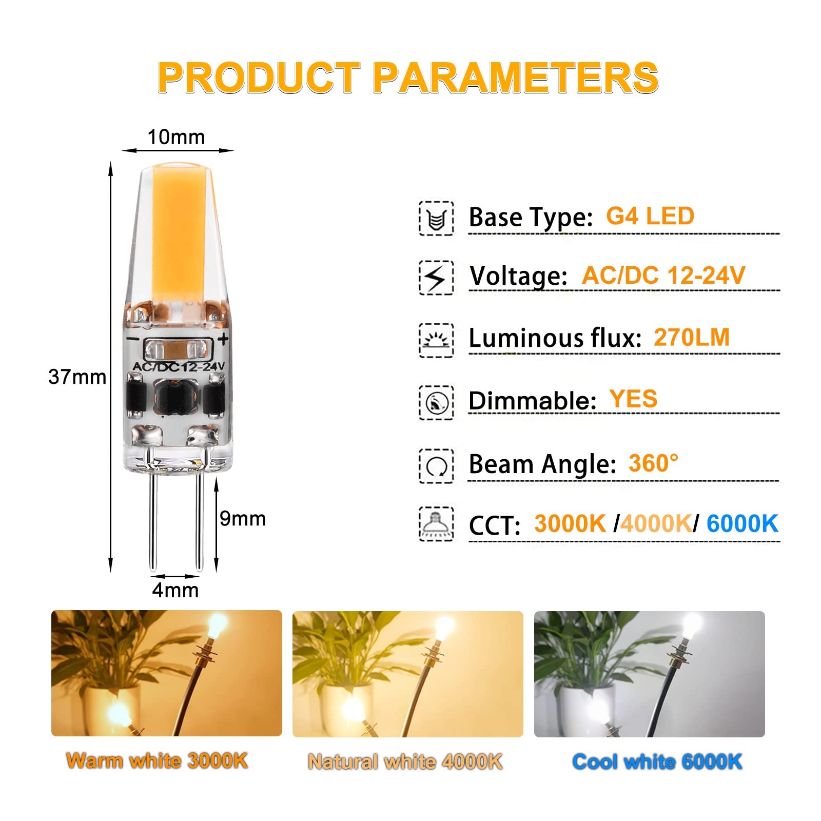 3W G4 Led Lampen, G4 Led Birnen Ersatz Für 30w Halogen, 2700K