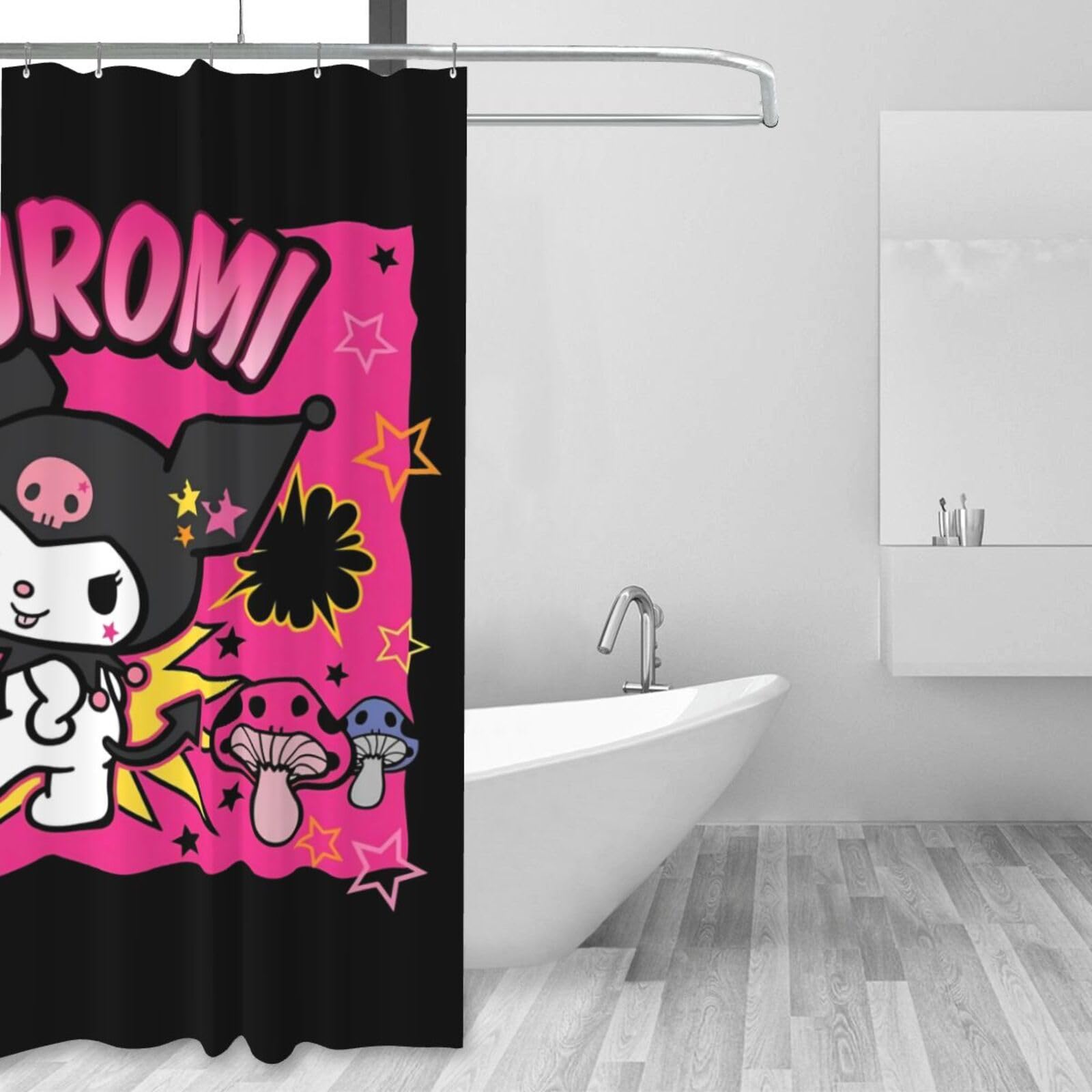 Amazon｜サンリオ クロミ シャワーカーテン 防水 防カビ ユニットバス