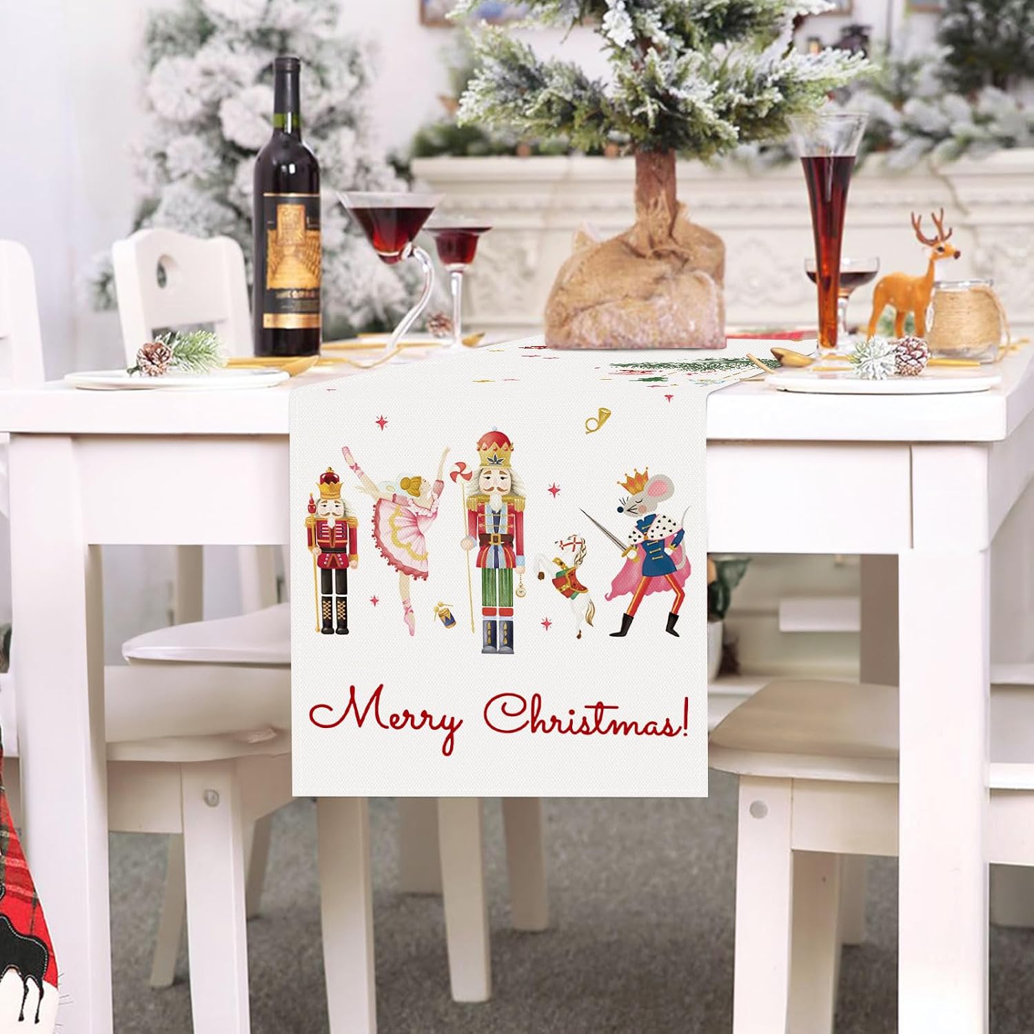 Bonhause Christmas Nutcrackers Table Runner 13x72 Inch Xmas Seasonal Winter Holiday Kitchen Dining Table Decoration for Indoor Outdoor Home Party Decor