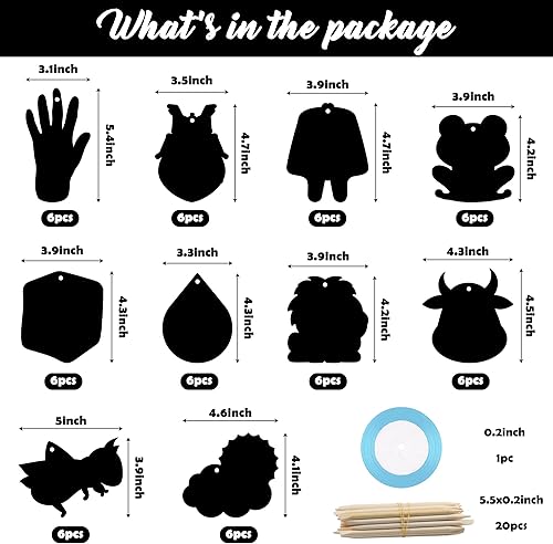 Miniatura 2 de WATINC Juego de 60 piezas de arte de papel para rascar de Pascua con 10 plagas para niños, tarjetas de rascar de color mágico para manualidades,