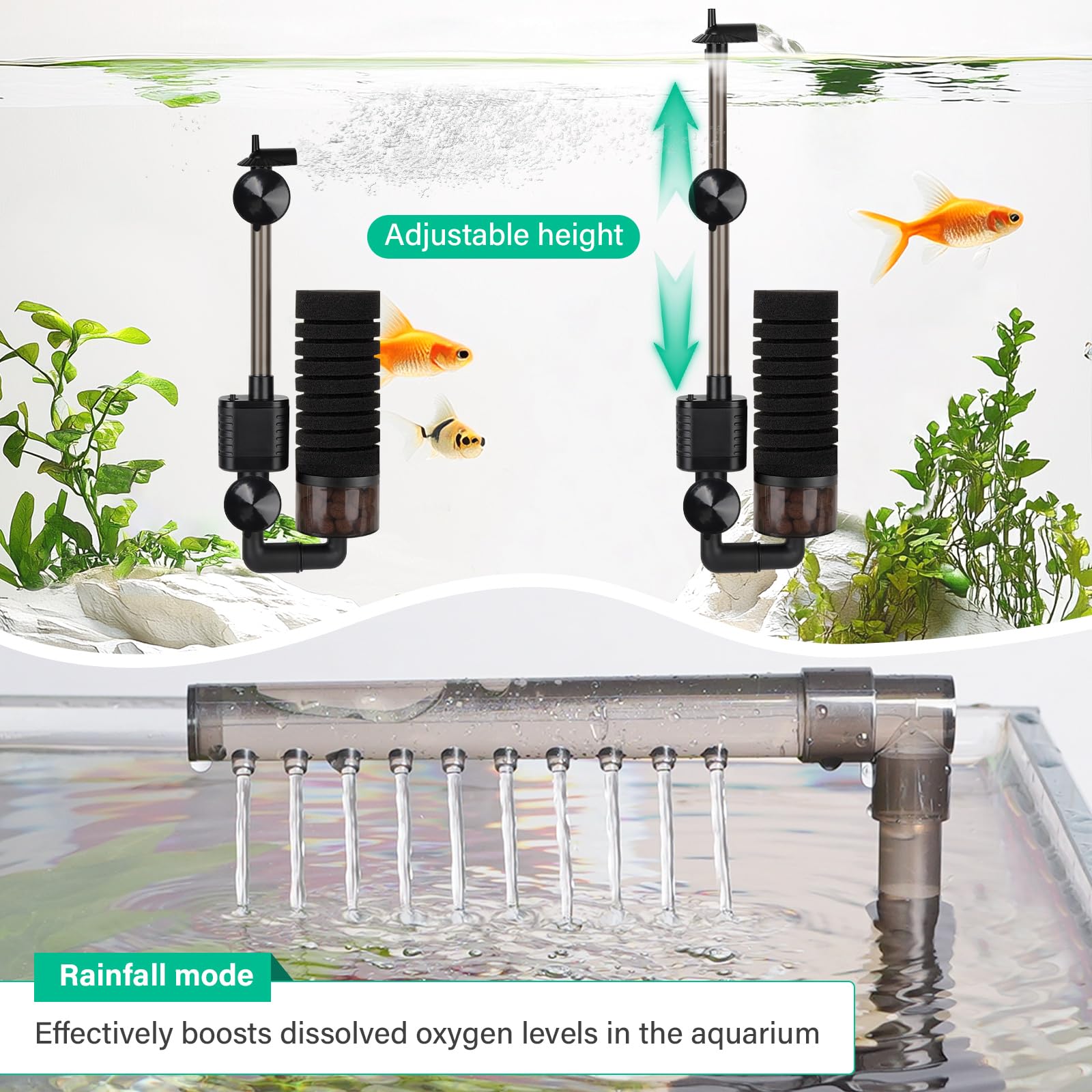 hygger Elektryczny filtr gąbkowy do akwarium, Power USB Single Aquarium Filtr Fish Tank Filtr, filtr zbiornika rybnego, cicha pianka zanurzeniowa, filtr do akwarium z filtrowanymi kulkami ceramicznymi