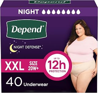 Depend Night Defense Adult Incontinence Underwear for Women, Disposable, Overnight, Extra-Extra-Large, Blush, 40 Count
