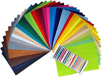 Jtnohx Soft Felt Sheets, Fuzzy Felt Fabric for Crafts, 40 Colours 20x30 cm Fabric Square for DIY and Sewing Projects