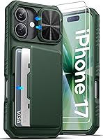 Vista 91 de ATATOO Funda tipo cartera para iPhone 16 con tarjetero (almacena 3-5 tarjetas) [bloqueo RFID] y funda deslizante para cámara, protección de grado