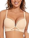 Upushall Push Up Padded Bras for Women Add 2 Cups Plunge T Shirt Everyday Bra Seamless Underwire Support