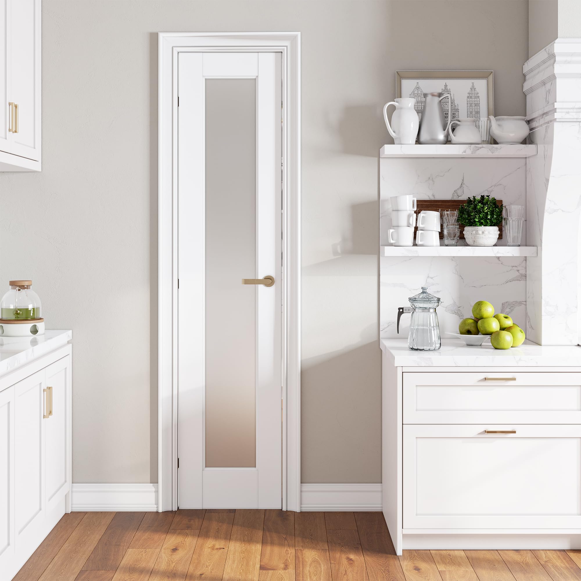 SMARTSTANDARD 18x80 French Interior Door Tempered Frosted Glass