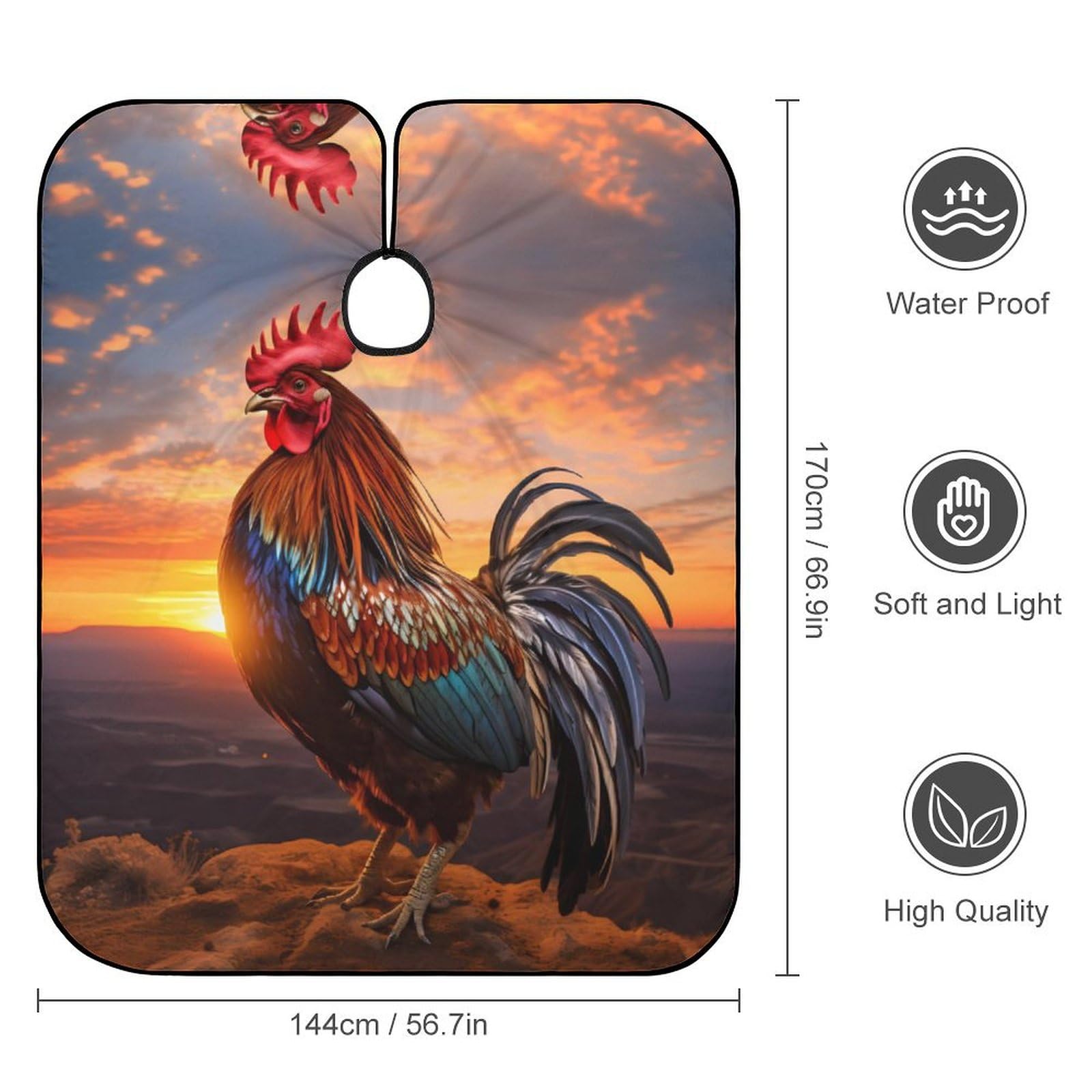 Rooster Hair Cutting Cape for Men Women Waterproof Barber Cape Adjustable Salon Haircut Capes