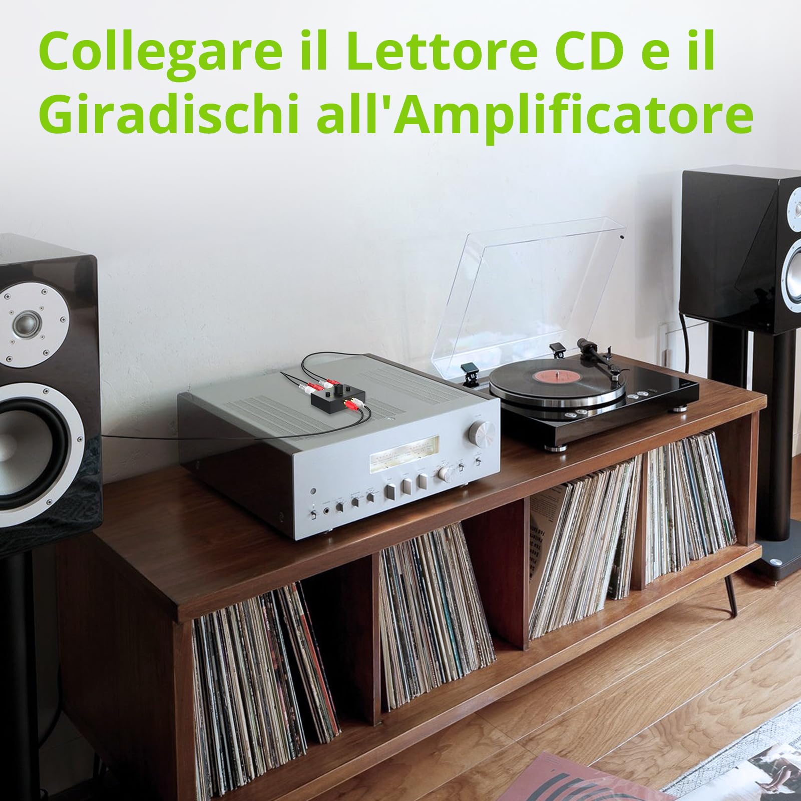LiNKFOR Kit Audio Professionale: Preamplificatore Phono + Commutatore Audio Bidirezionale Preamplificatore Giradischi con Tasti Controllo del Volume Commutatore Audio Bidirezionale a Volume Controllat