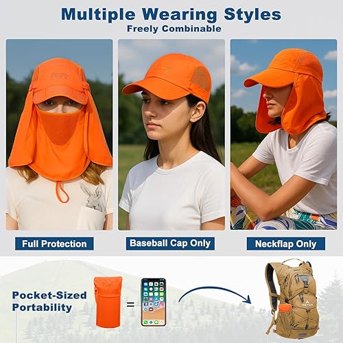 Miniatura 4 de Surblue Sombrero de pesca con solapa para el cuello, protección UV, protección UV, UPF50+