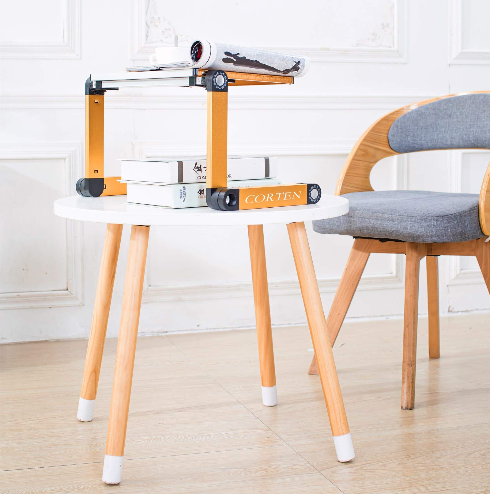 Soporte ergonómico portátil para Ordenador portátil, Mesa de Escritorio, Bandeja Plegable para Cama, Altura y ángulo Totalmente Ajustable con Ventiladores USB para Trabajar Desde casa o Viajes